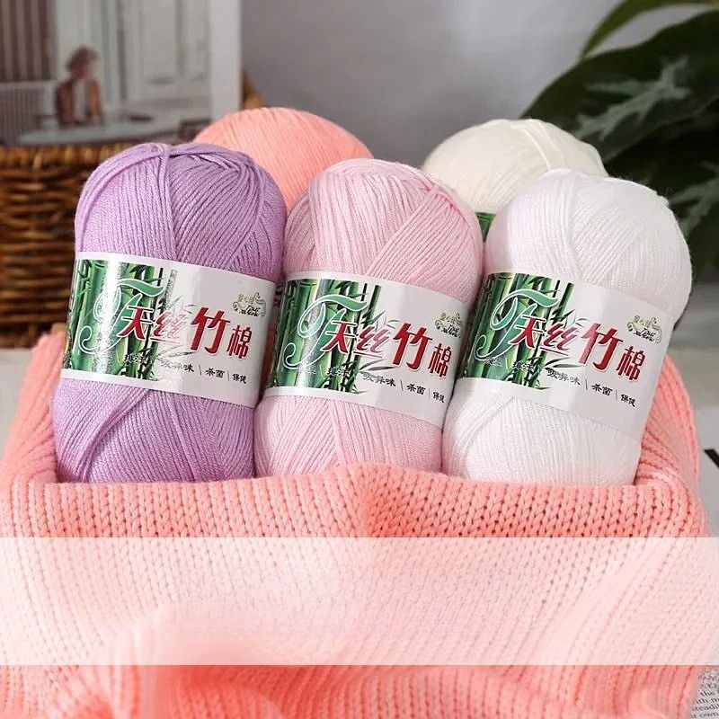Baby Clothing Yarn - Benang Katun Bambu Arang Halus Murni,
