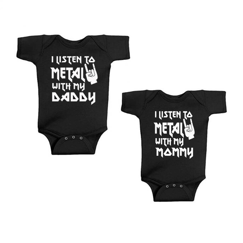 Romper Onesie Baby - Saya Mendengarkan Logam dengan My Daddy