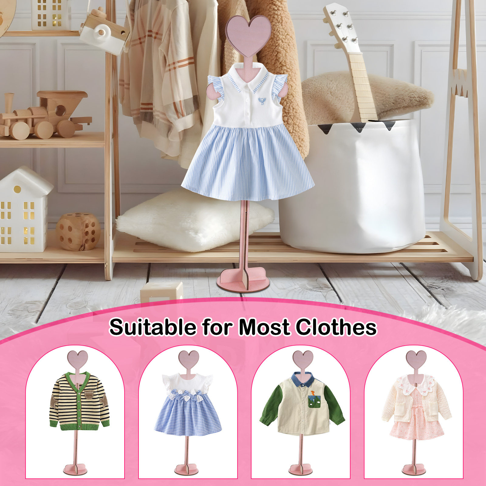 Baby Clothing Display Stand - Rak Pakaian Bayi Kayu untuk Kamar